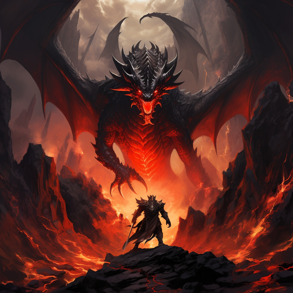The paladin stands before his greatest foe. A mighty red dragon! Talk or fight, his fate rests in your hands!