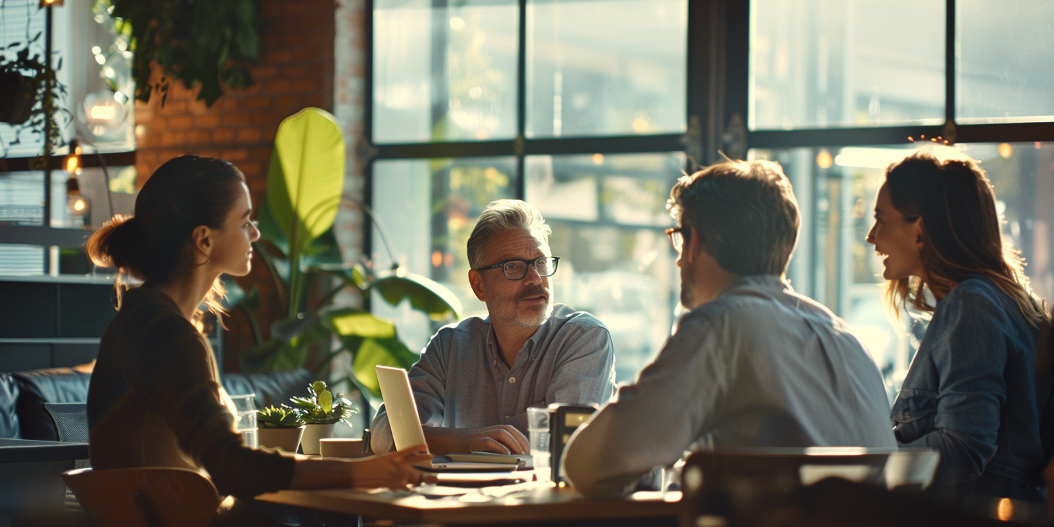 an image of a team of workers practicing effective communication to collaborate