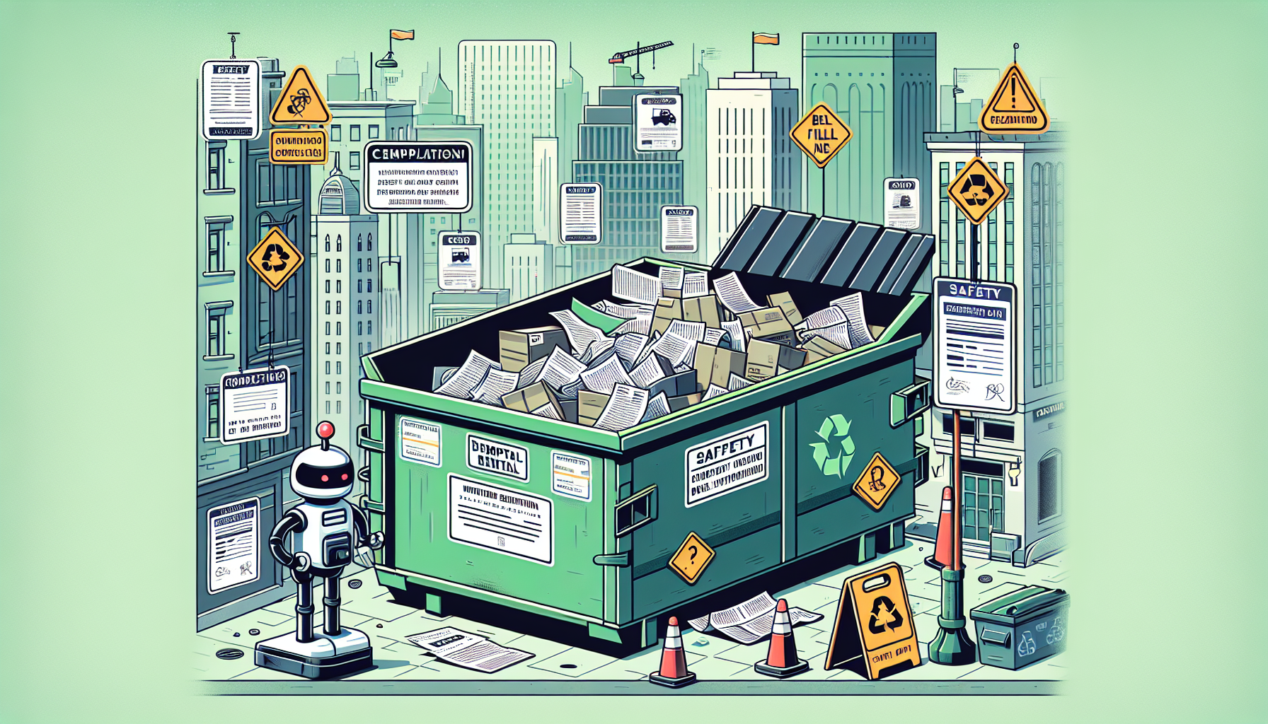 Illustration of dumpster rental regulations and permits in New York