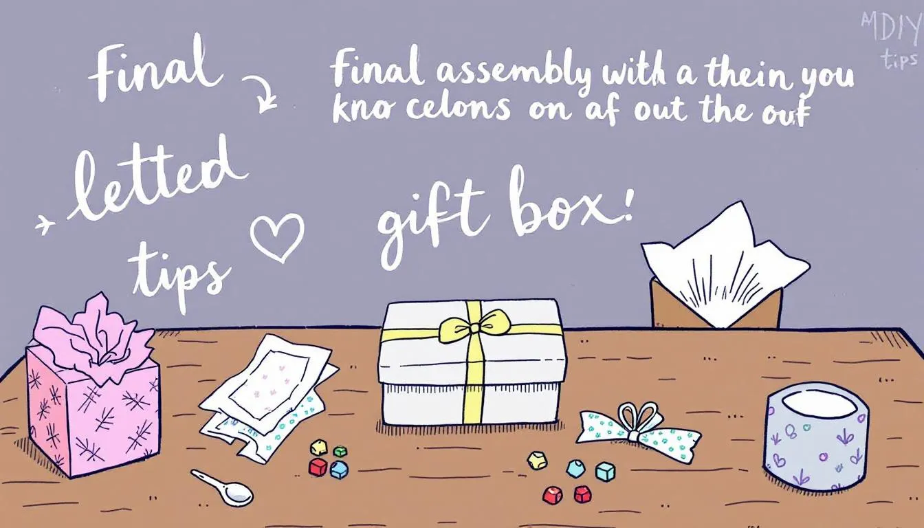 Final assembly and presentation of the gift box.