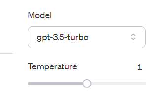 Temperature range for OpenAi Playground.