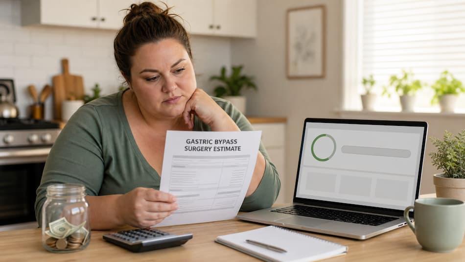 Patient smiling while managing medical bills and crowdfunding campaigns online.