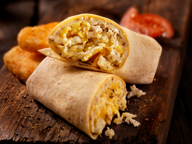 Sweet potato and Hash Brown Breakfast Burrito