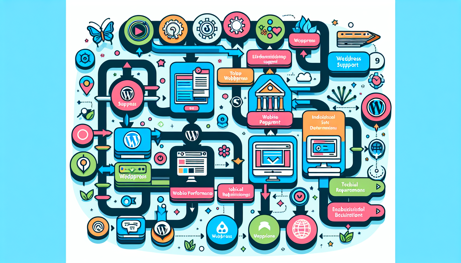 An illustration depicting the process of choosing the right support for your WordPress site.