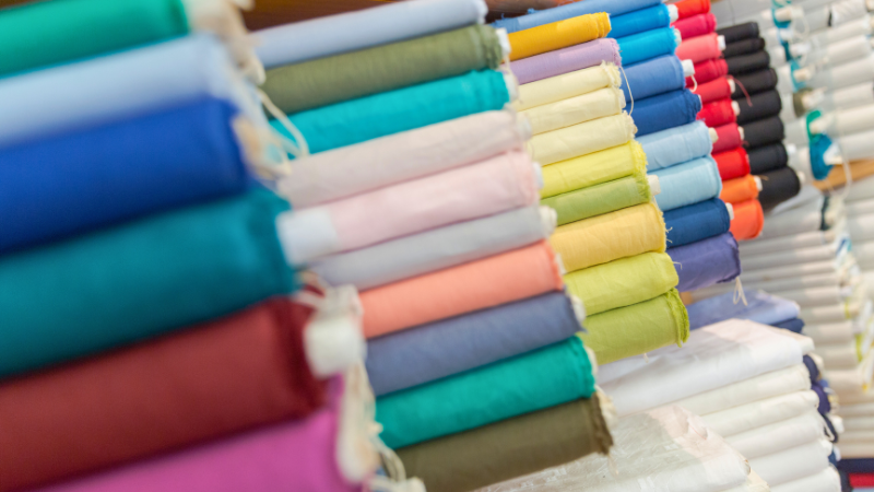 A close up image showing different  types of fashion fabrics