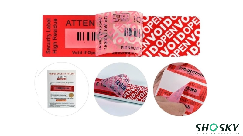 Security label with barcode and warning used for R&D asset protection
