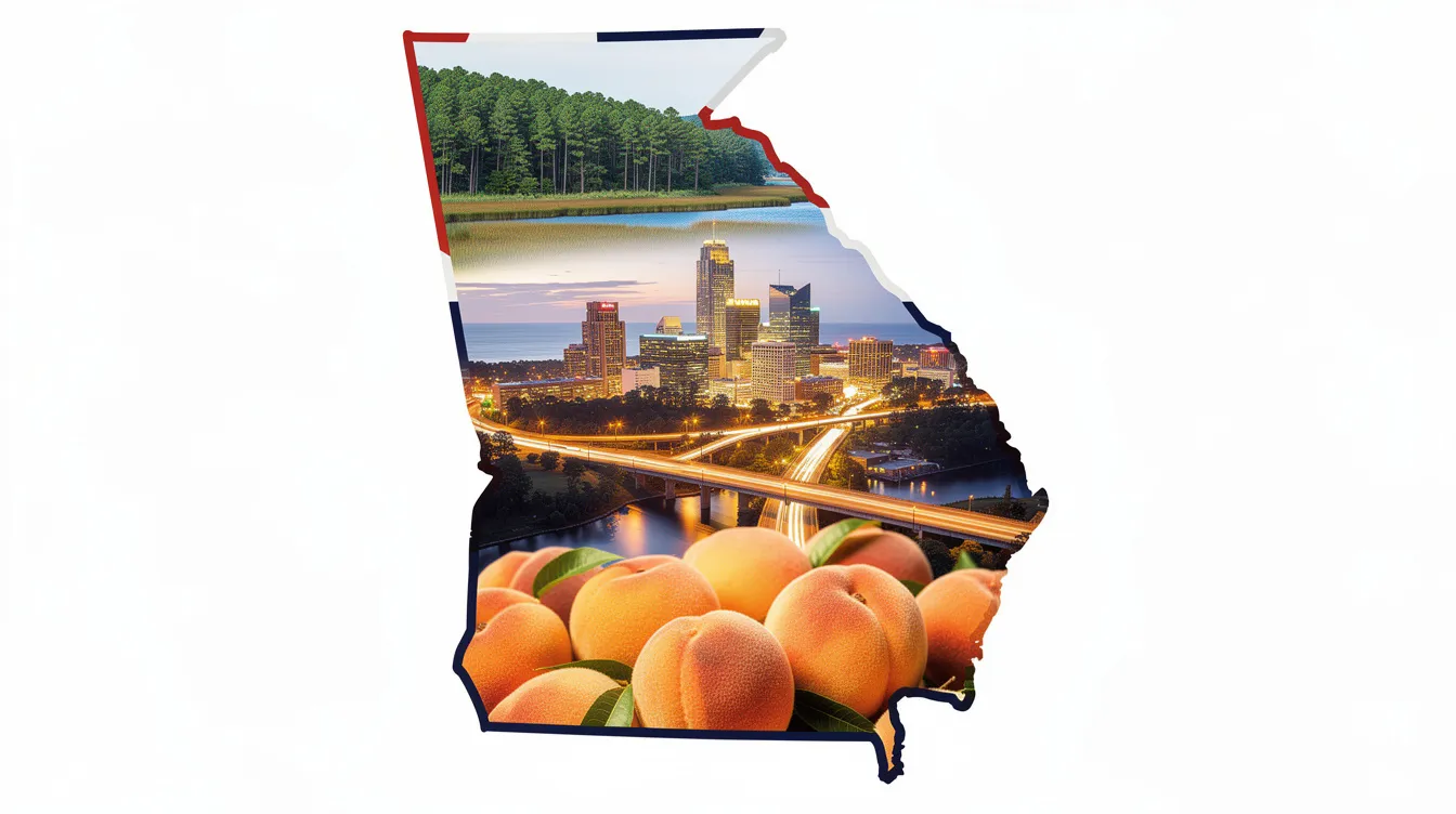 The image depicts the iconic state outline of Georgia, highlighted with vibrant colors and symbols representing its rich culture and heritage. This representation is often associated with the Georgia Department of Revenue, where taxpayers can check their GA tax refund status and other important tax information.