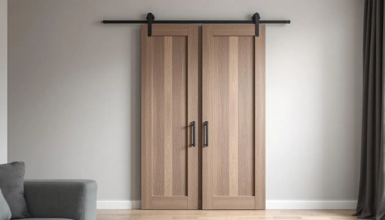 A barn door with soundproofing techniques applied, showcasing improved sound insulation.