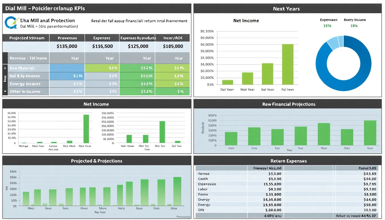 Financial projections for a dal mill project report.