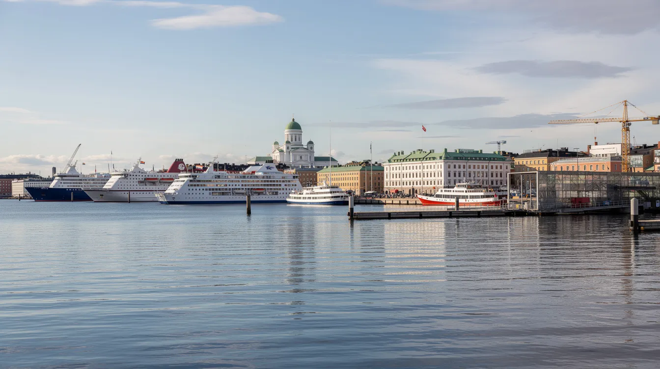 Helsingi sadam ja linnasiluett