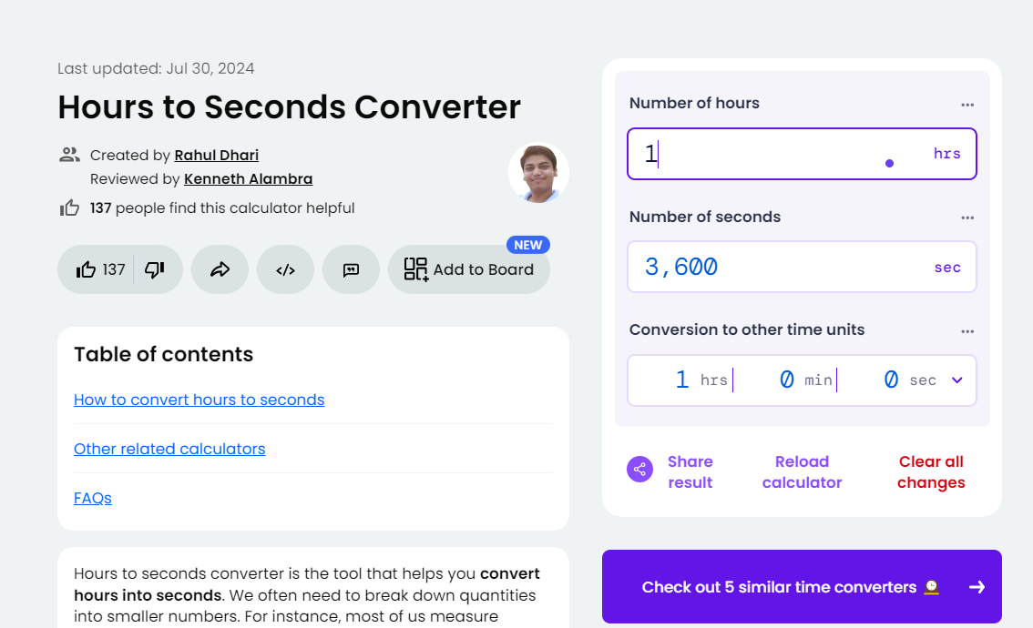 Hours to Seconds Converter