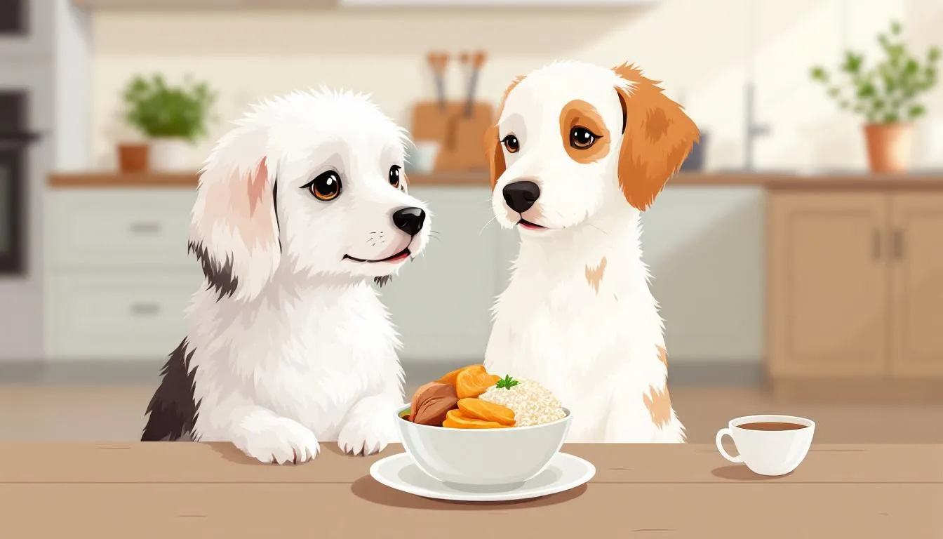 A dog enjoying a homemade meal suitable for acid reflux.