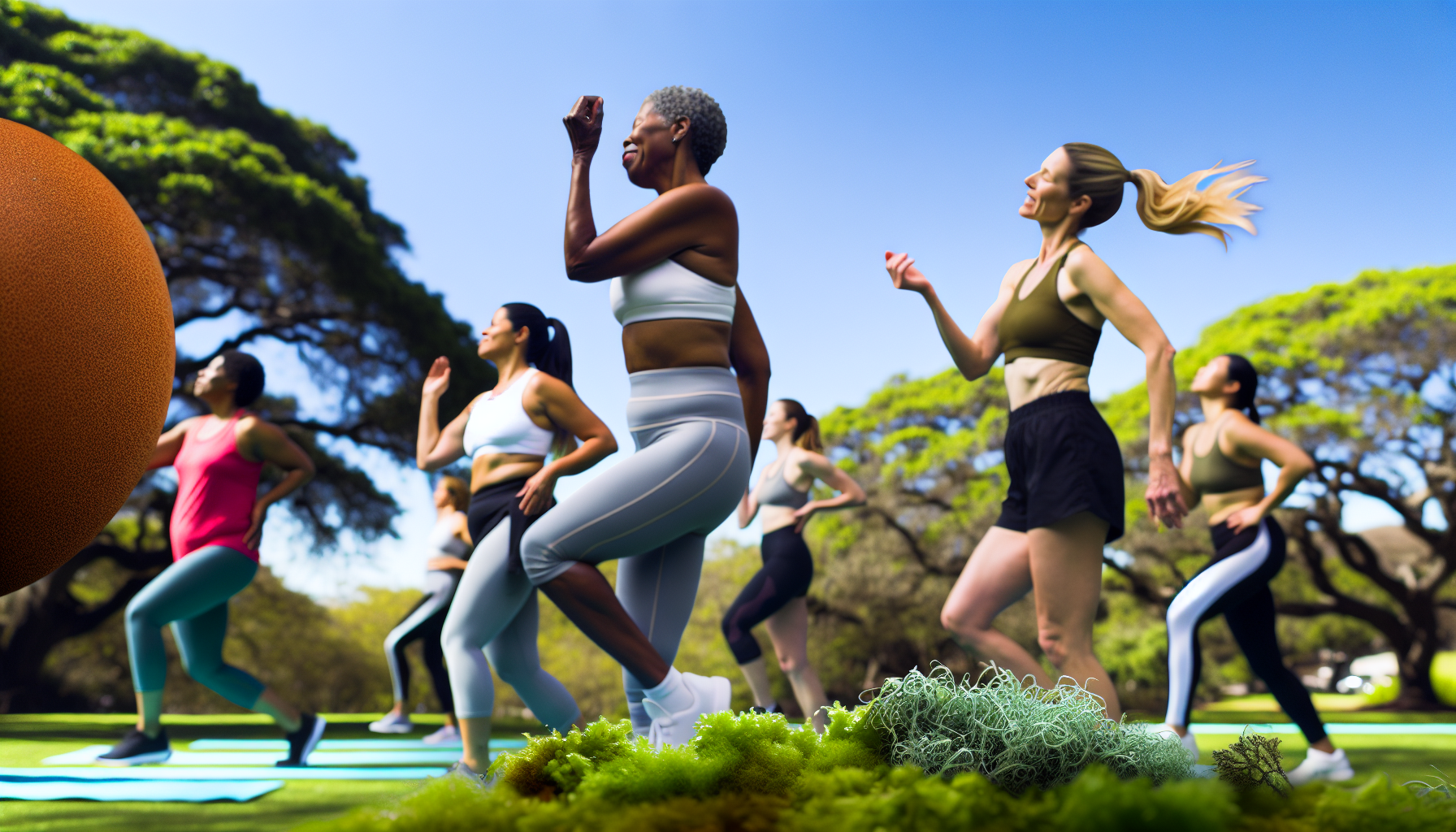 A diverse group of women exercising outdoors, representing overall health and immune system support