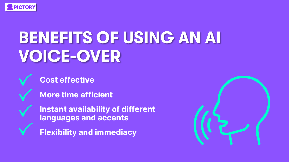 Benefits of Using an AI Voice-Over infographic 