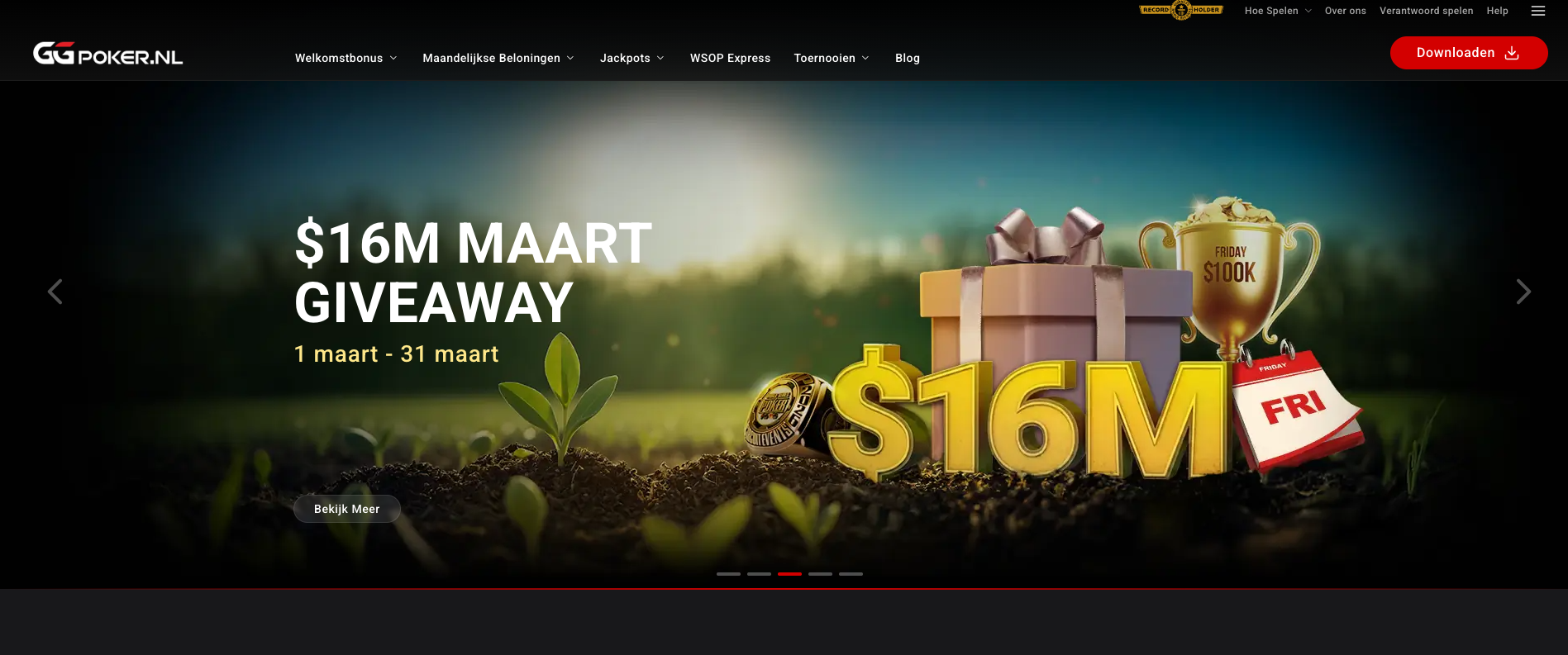 Promotie op GGPoker Nederland voor de $16M maart giveaway met prijzen en toernooien, een van de grootste en meest populaire online poker platforms in Nederland.