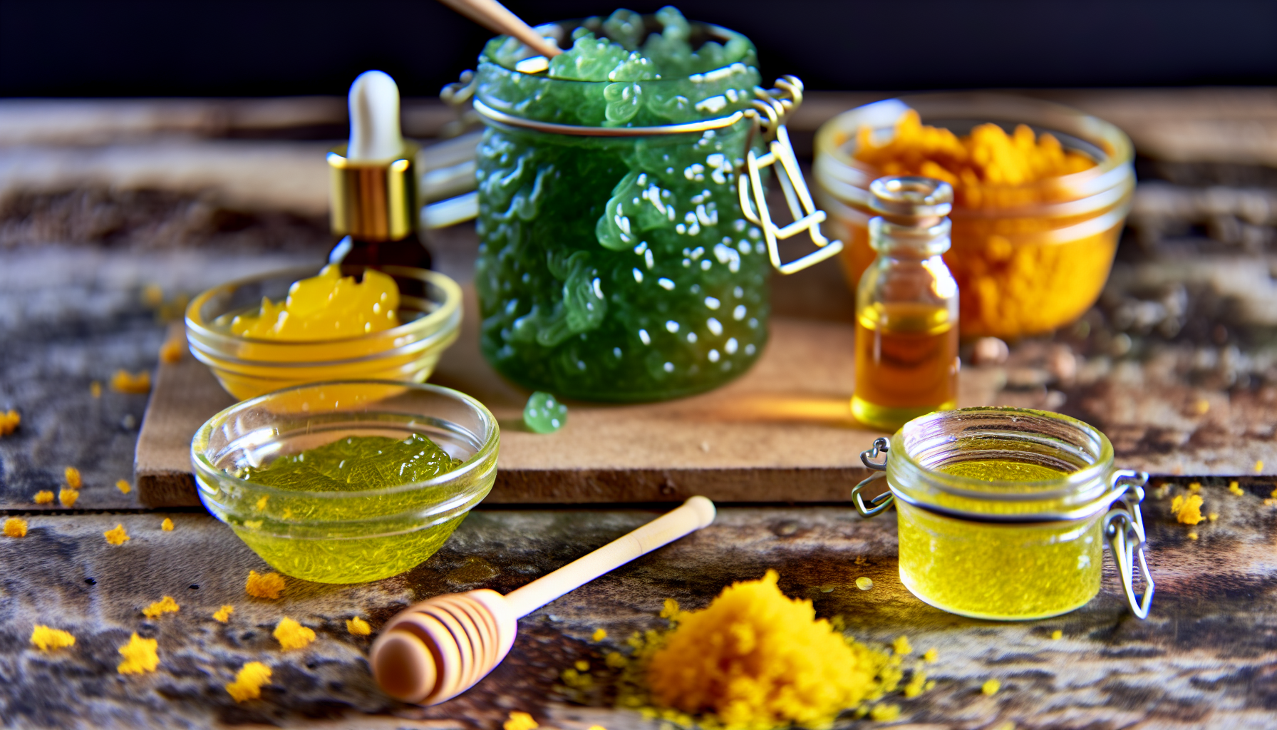 A photo of assorted ingredients for DIY sea moss face masks