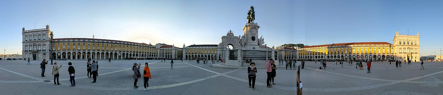 A view of Lisbon's Praça do Comércio with its old buildings