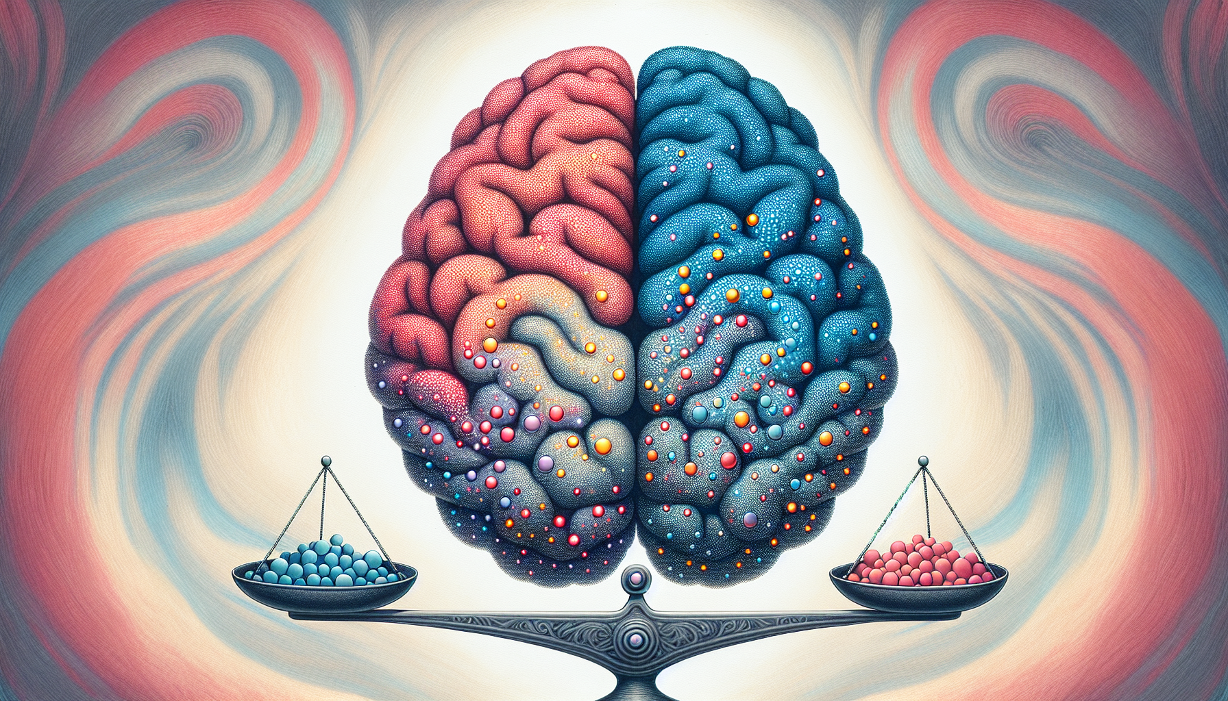 Illustration of neurotransmitters in the brain
