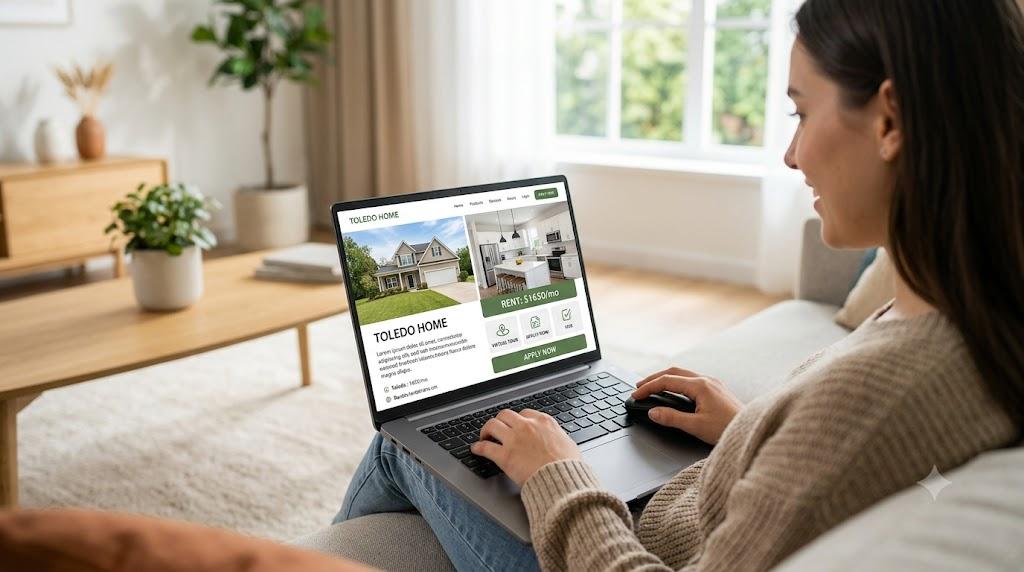 A potential tenant uses high traffic sites to find short term rentals with unique features within walking distance of local shops, hoping to secure their spot as the next tenant.