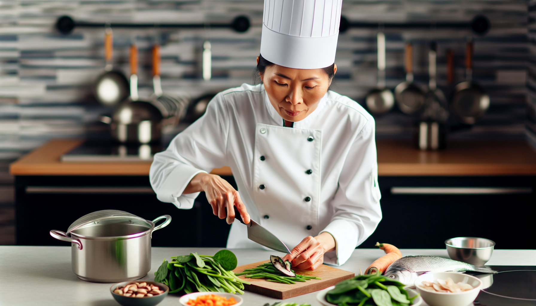 Chef preparing a nutritious meal with glycine-rich ingredients