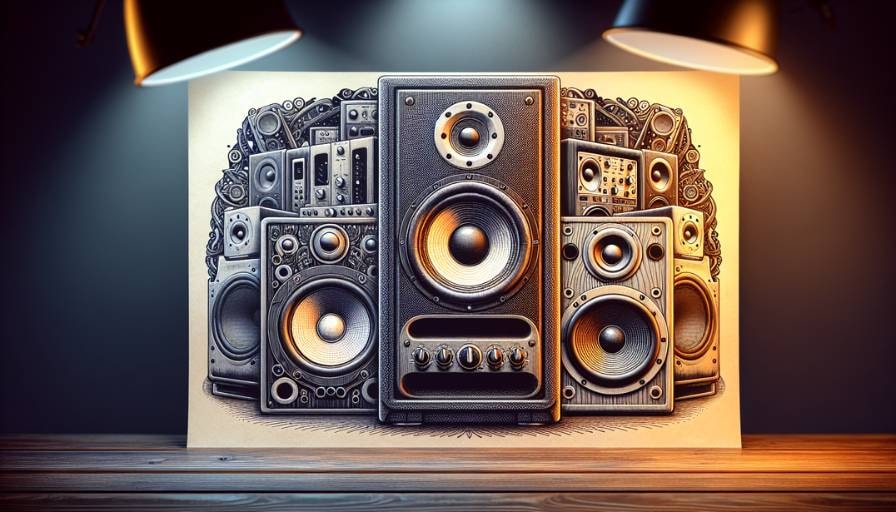 Illustration of studio monitors for a super bass response