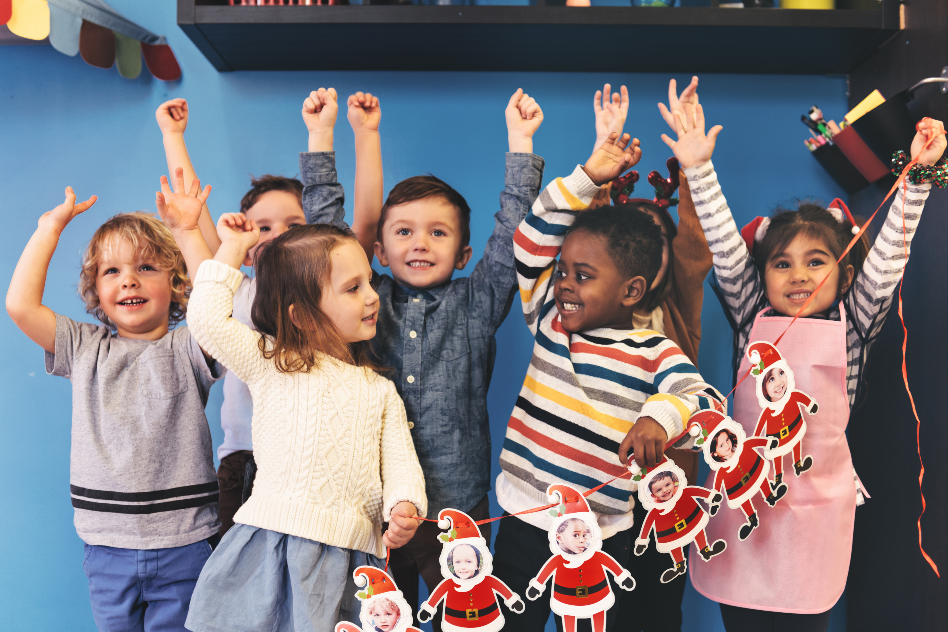 Preschool children celebrating Christmas