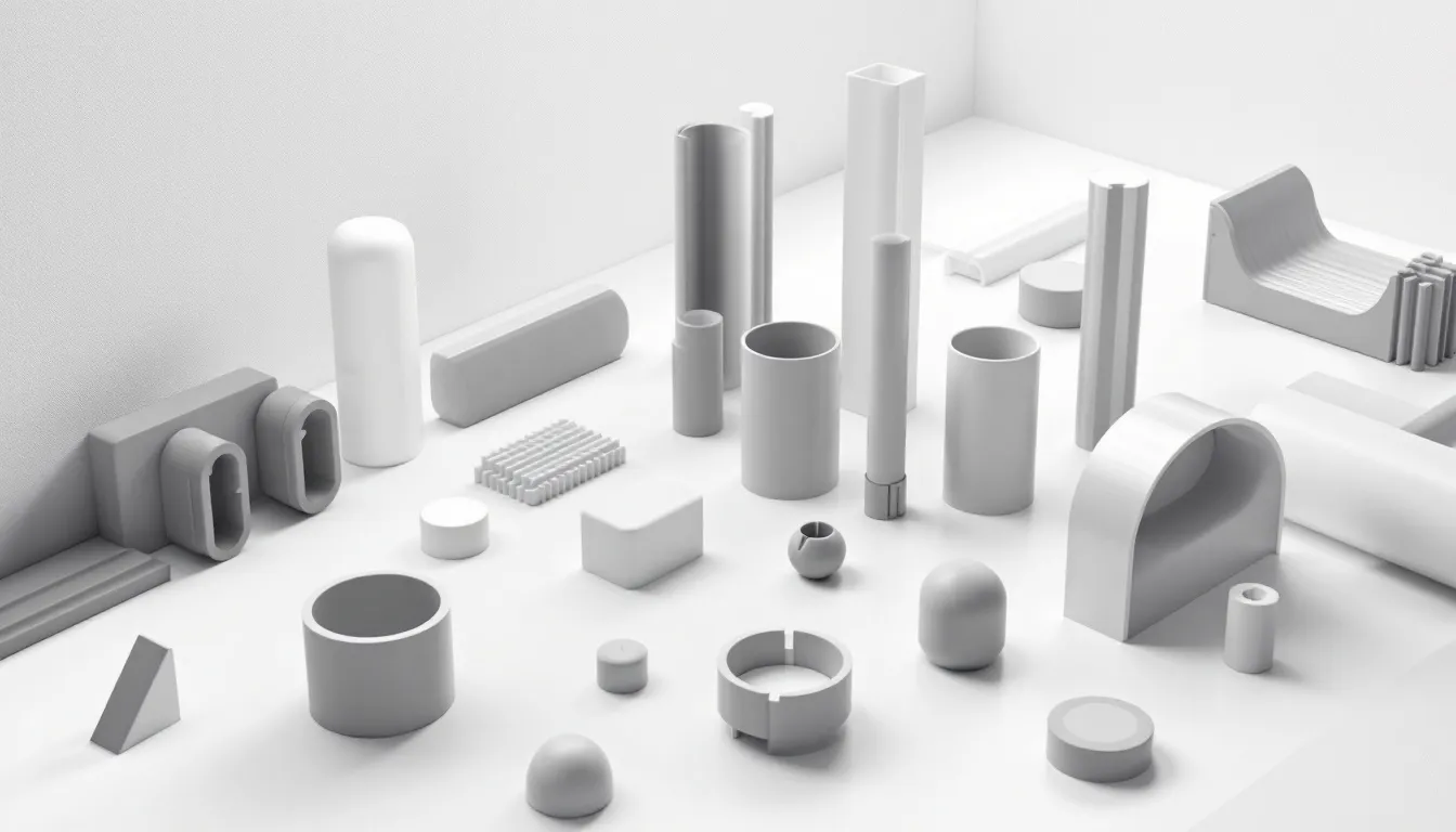 A variety of custom extruded plastic shapes showcasing their benefits.