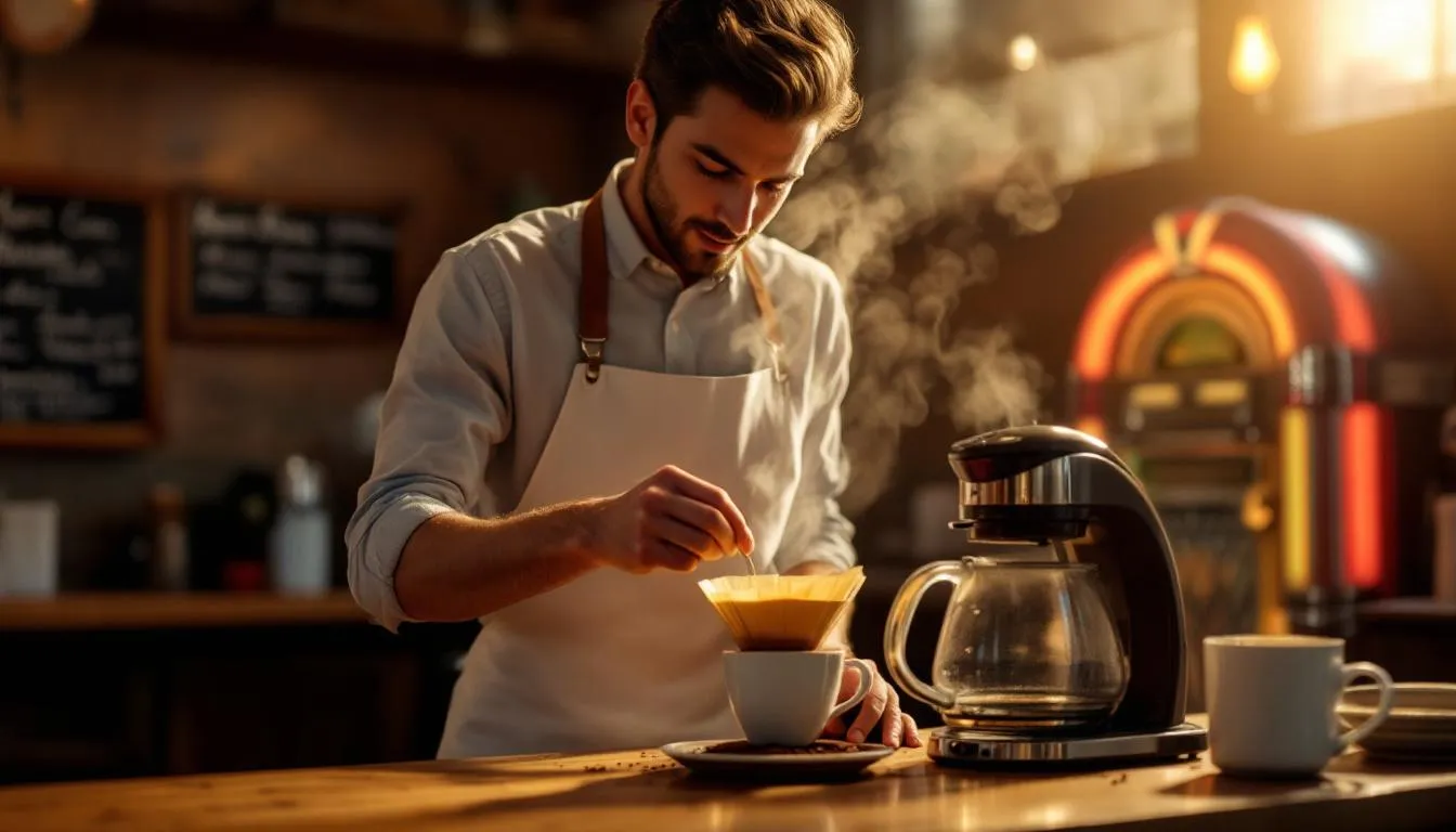 A coffee enthusiast perfecting their brew with careful measurements and technique.