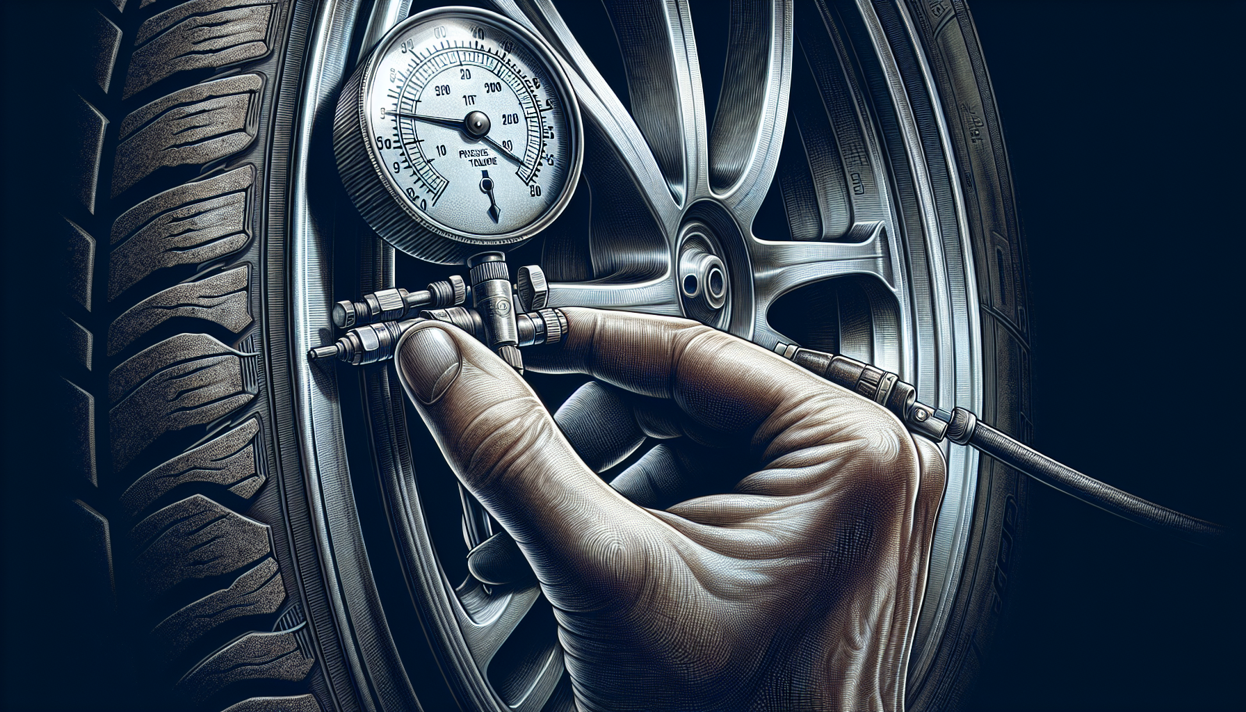 Illustration of a car tire with a pressure gauge