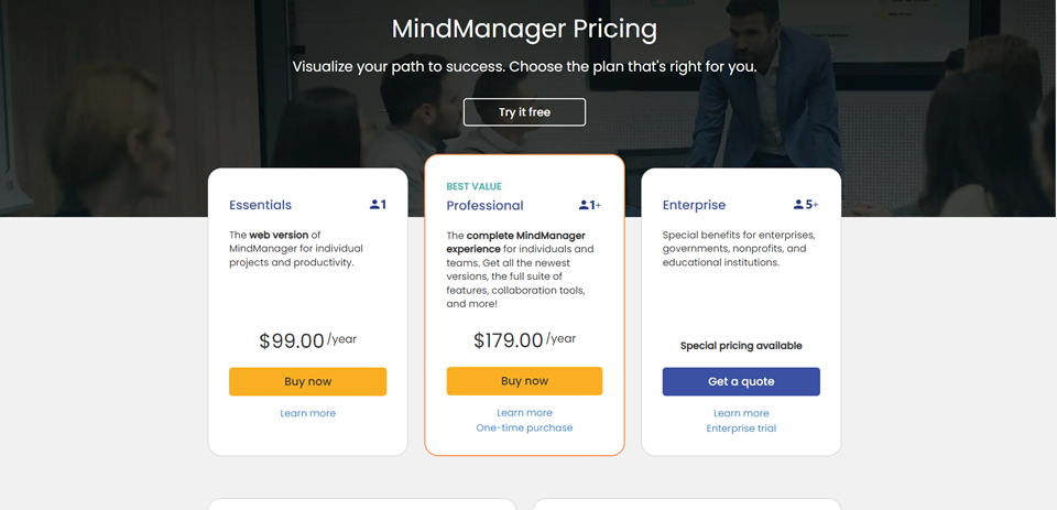MindManager's  pricing page.