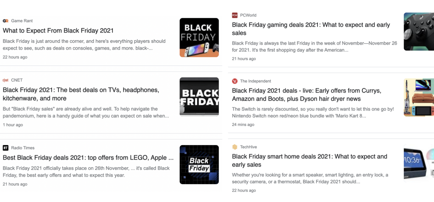 Example of Early deals for Black Friday campaigns