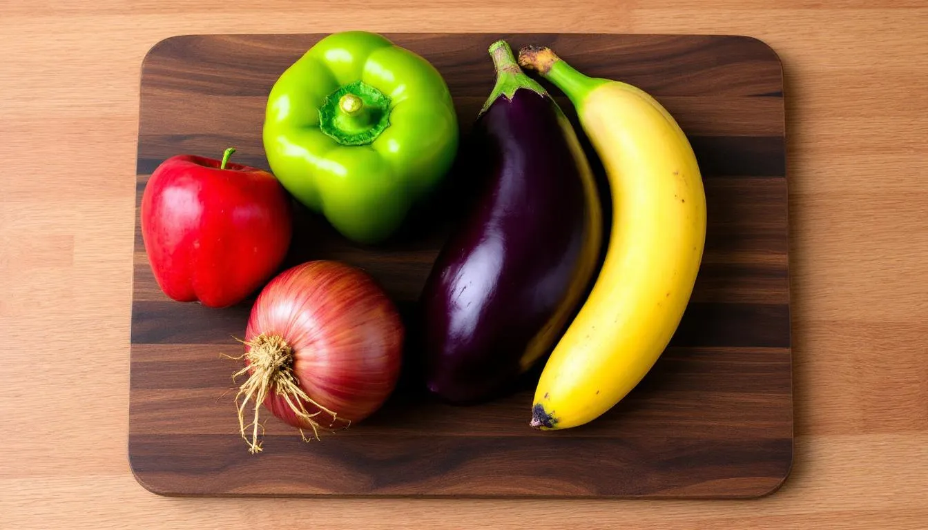 A vibrant assortment of fresh fruits and vegetables, including oranges, apples, and leafy greens, is beautifully arranged on a wooden cutting board, showcasing the colorful variety that can be used for healthy juices and smoothies. This display highlights the natural health benefits and nutrients found in whole fruits and vegetables, perfect for boosting your immune system and enhancing digestive health.