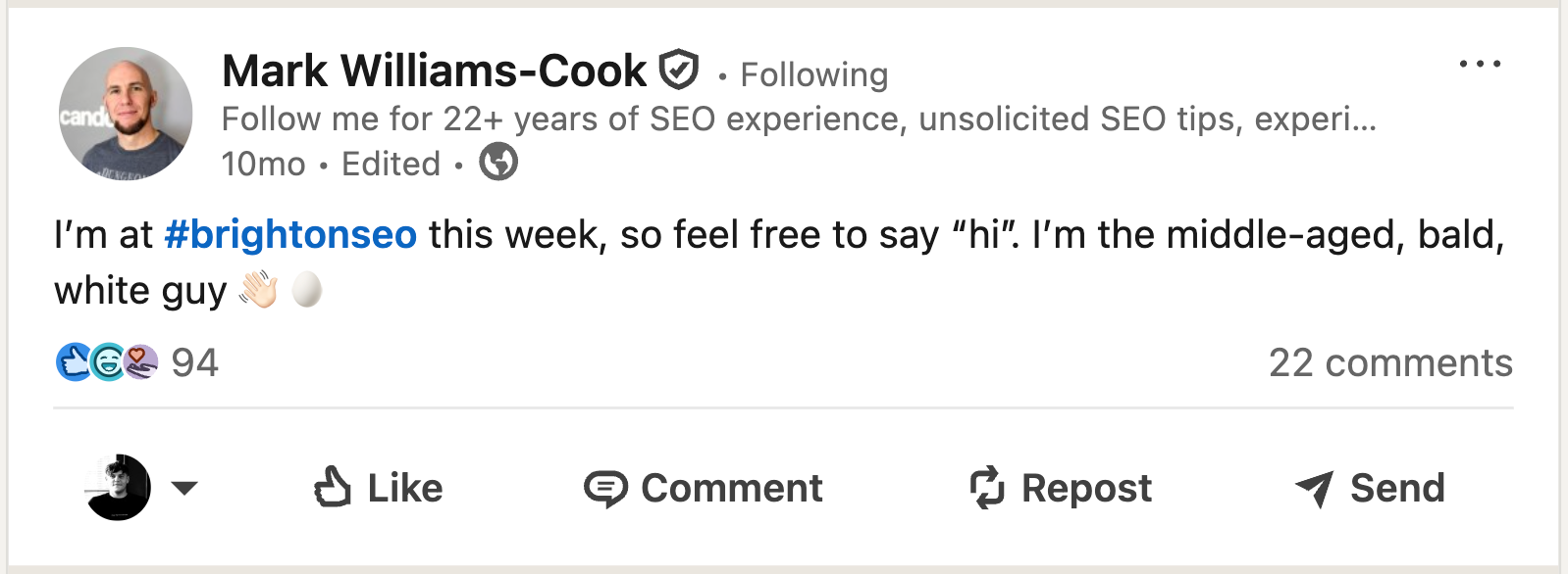 good example of LinkedIn hashtag