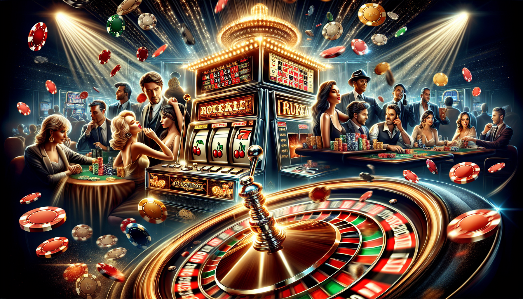 Illustration of various casino games