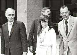 Lamar Muse, Rollin King and Herb Kelleher outside a Dallas courtroom 