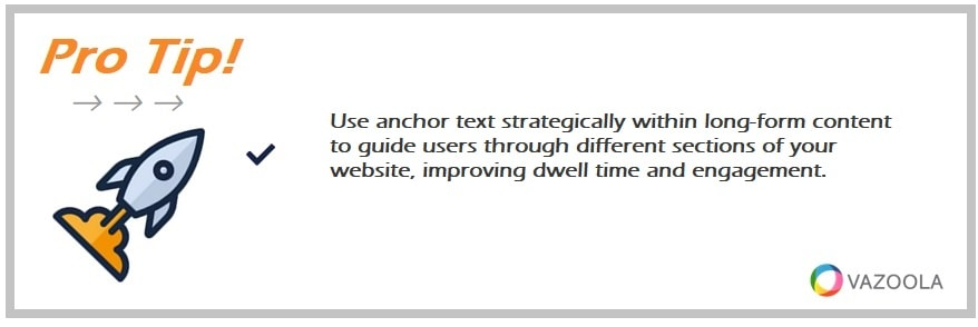 Use anchor text strategically within long-form content to guide users through different sections of your website, improving dwell time and engagement.