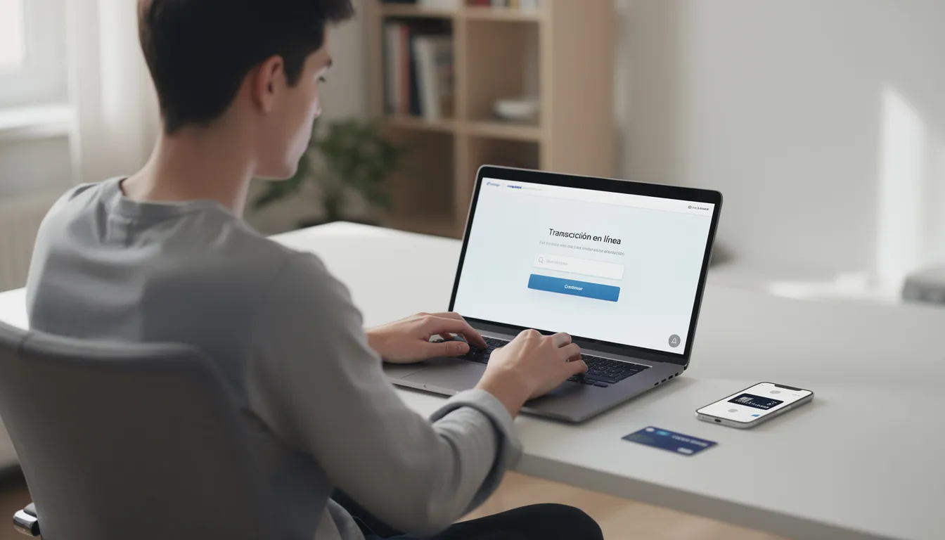 Una persona está sentada frente a un ordenador portátil, realizando transacciones online de juegos de azar en un sitio web de casinos. La imagen refleja la atención del usuario mientras navega por las opciones de métodos de pago seguros y bonos de bienvenida en plataformas de casinos online internacionales.