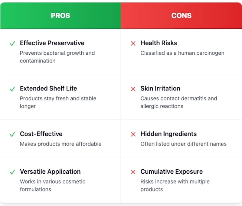 formaldehyde in makeup pros and cons