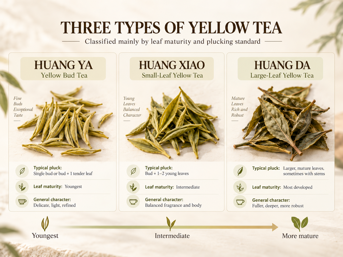 The Three Types of Yellow Tea by Leaf Age