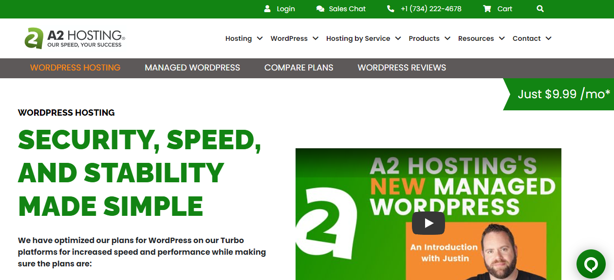 The A2 Hosting web hosting provider.