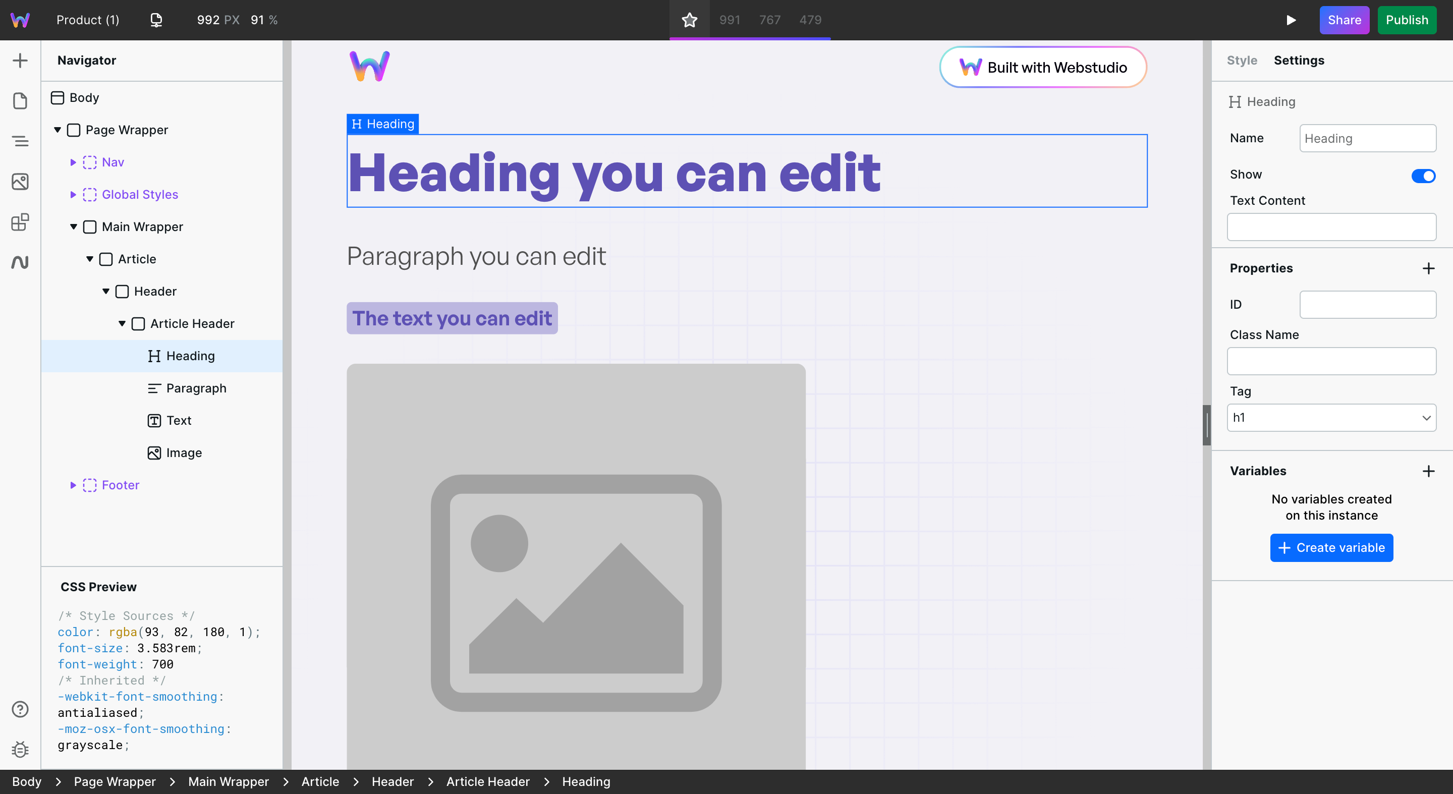 Dynamic page with components without bindings