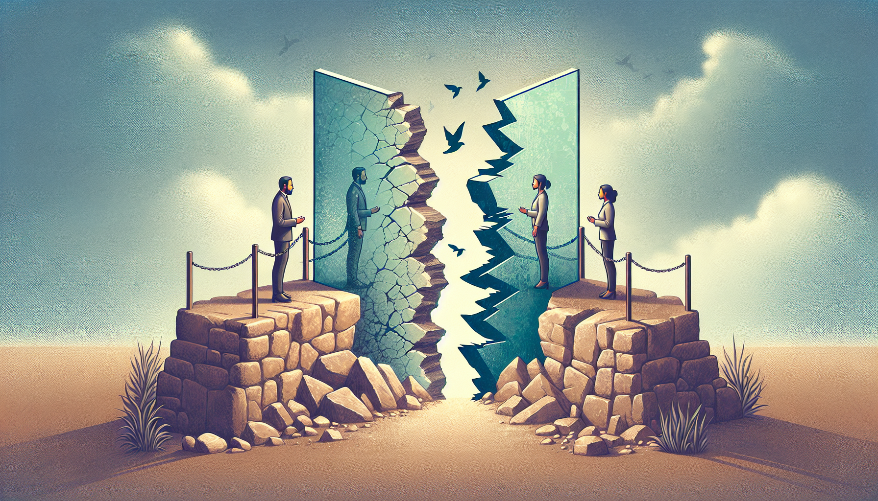 Illustration representing the transformation from unhealthy to healthy boundaries