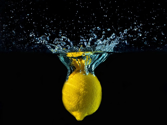 lemon, water, fruit