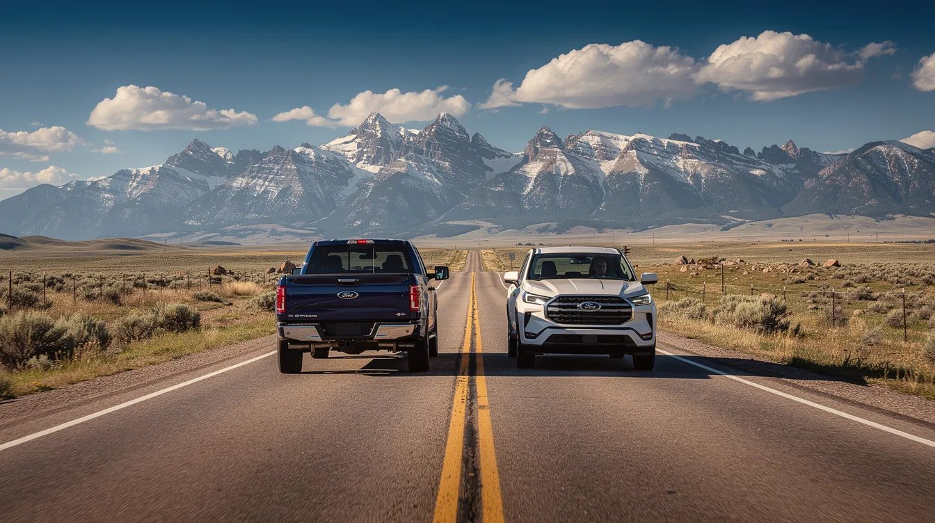 The image depicts two vehicles on a rural Colorado highway, with majestic mountains in the background, highlighting the serene landscape that can sometimes be marred by distracted driving incidents. Such distractions, often involving cell phone use, can lead to serious motor vehicle accidents, underscoring the importance of adhering to Colorado's distracted driving laws.