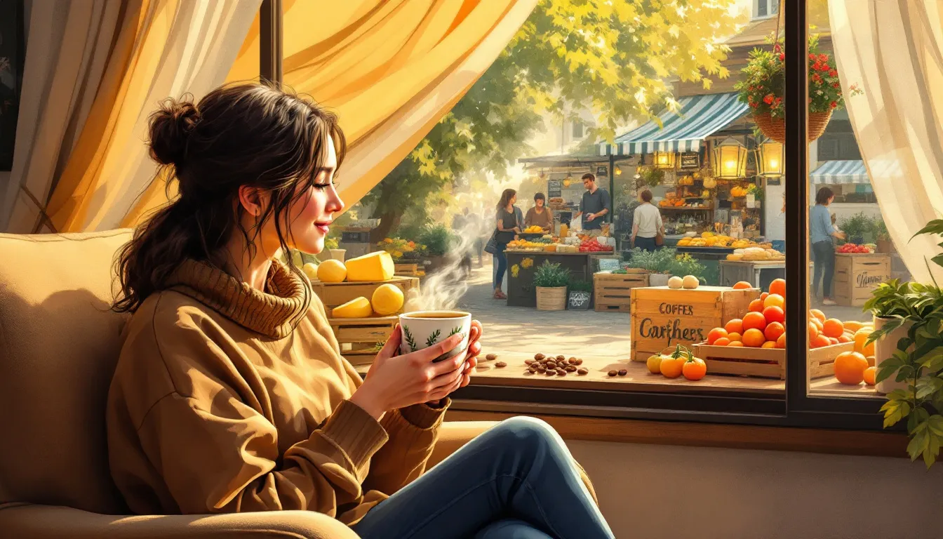 A person enjoying a cup of freshly brewed coffee.