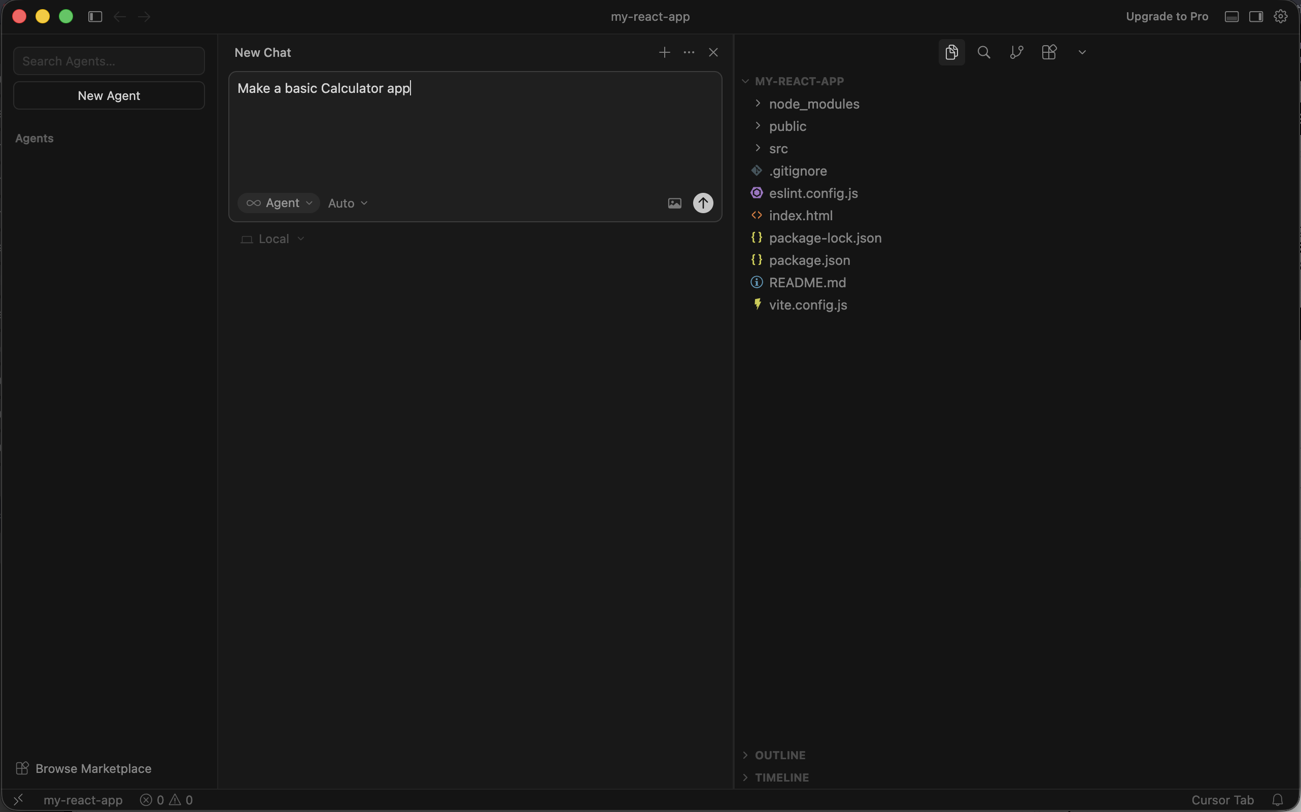 Prompt Cursor Agent to build your app