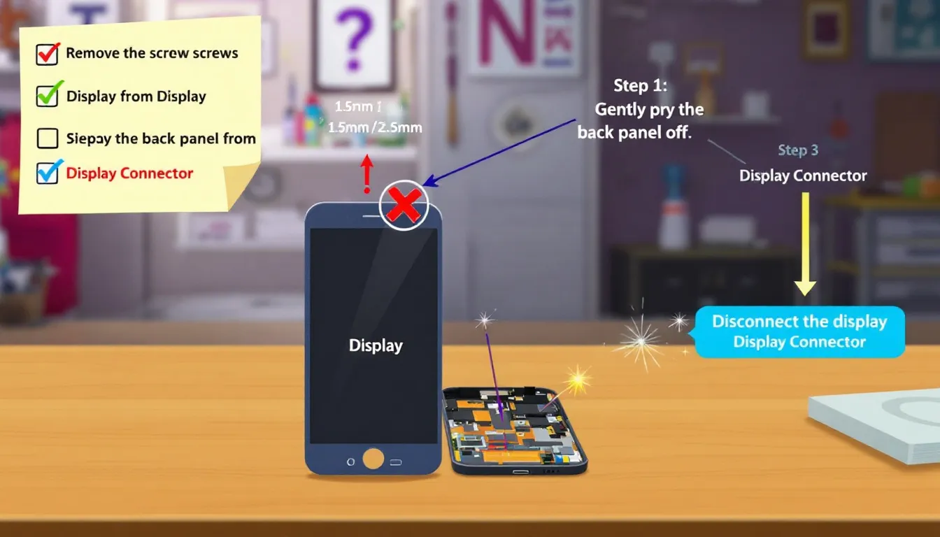 Schritt-für-Schritt-Anleitung zum Displaytausch für ein Smartphone.