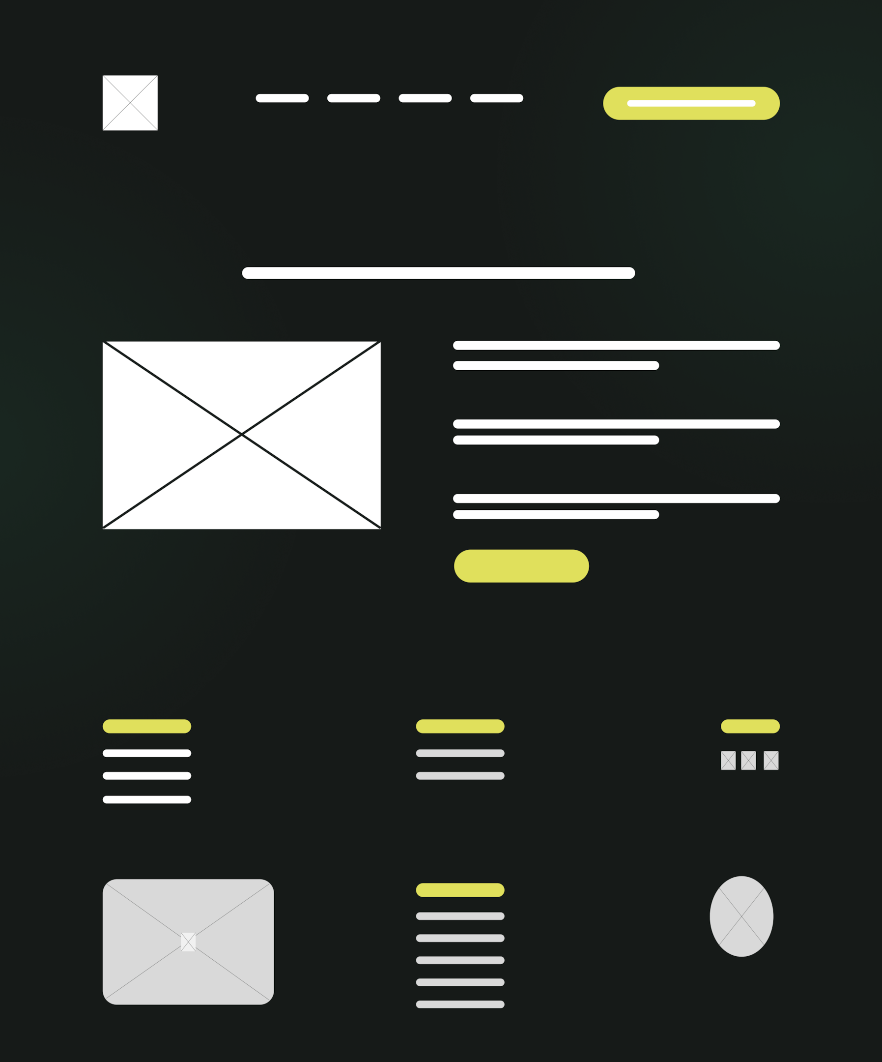 Grafik von einem Website-Aufbau mit exemplarischem Header, Body und Footer