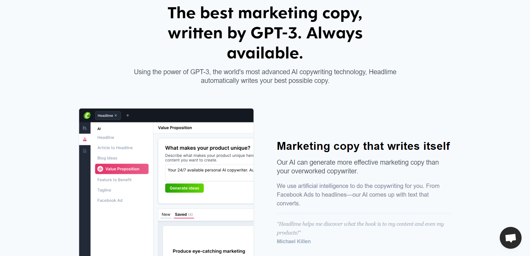 Headlime's AI Copywriter