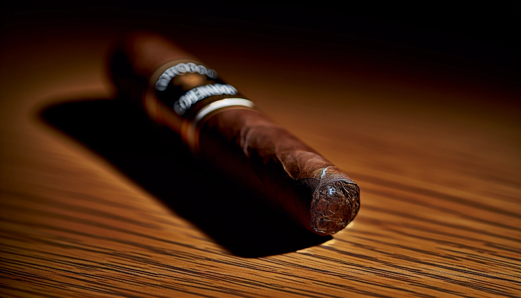 Close-up of the dark Nicaraguan wrapper of the New World Gobernador Toro cigar